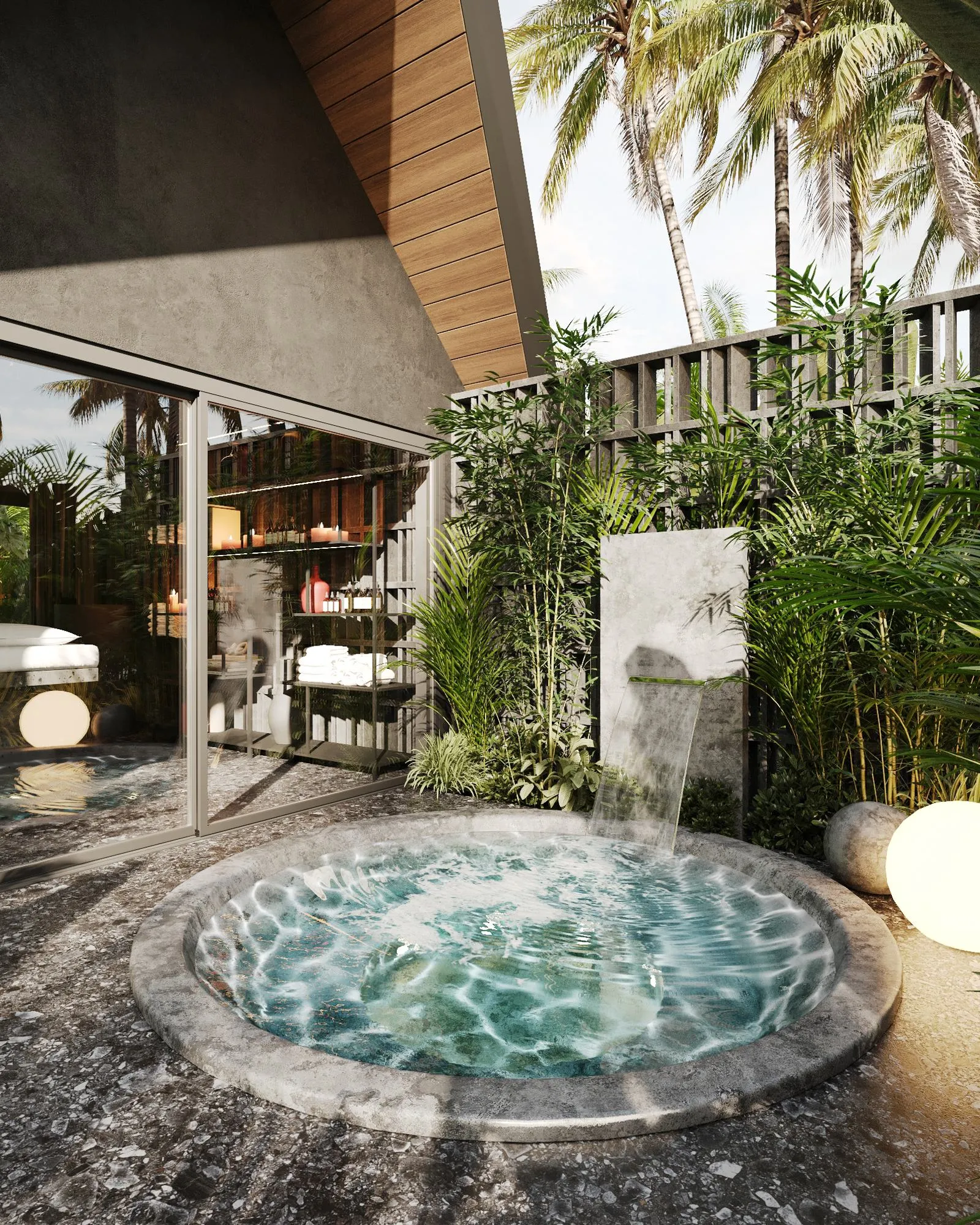 Jacuzzi with a Waterfall