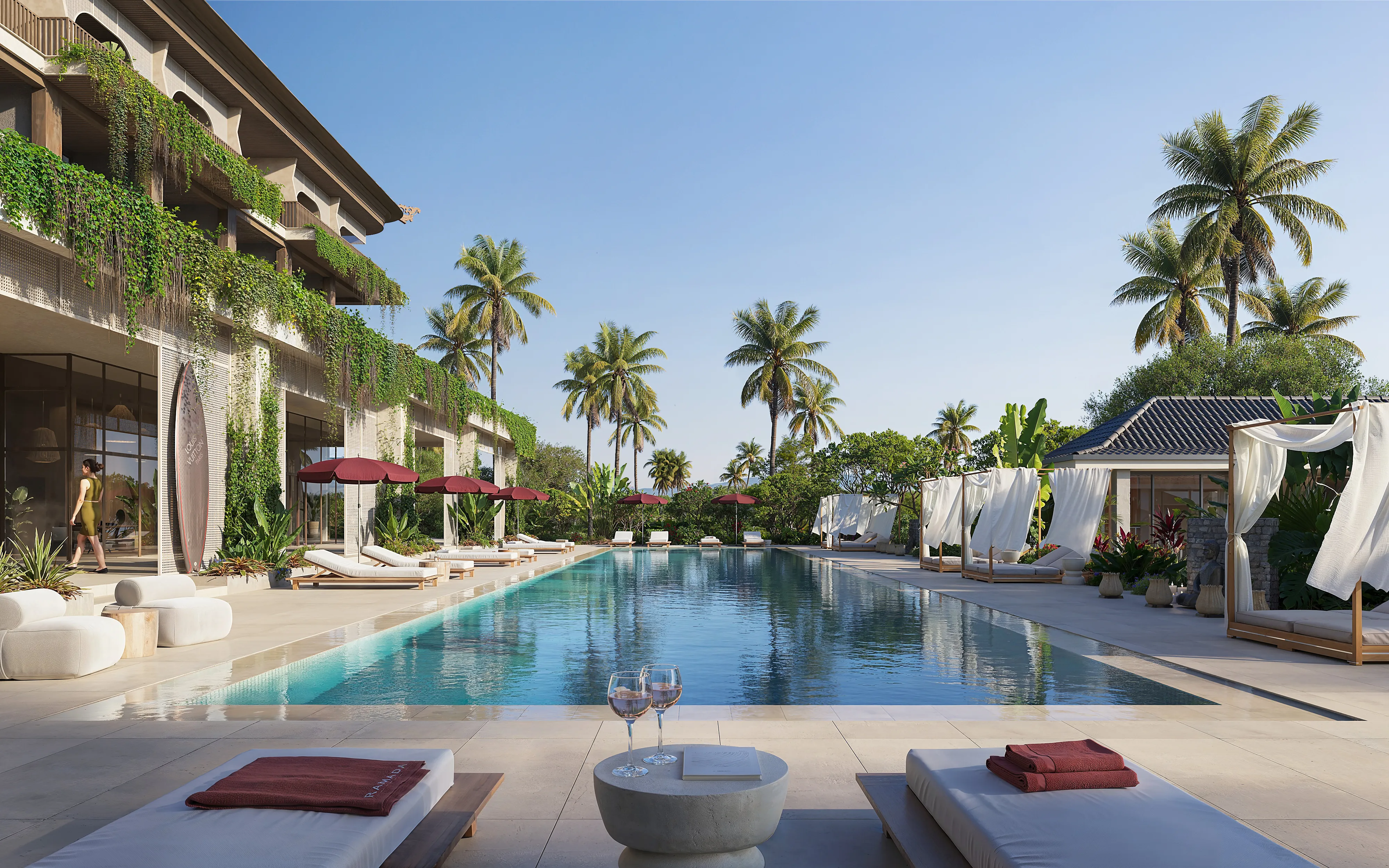 Open Pool with Beach Service