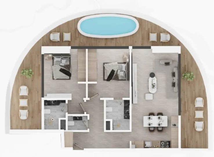 2 bedrooms floor plan