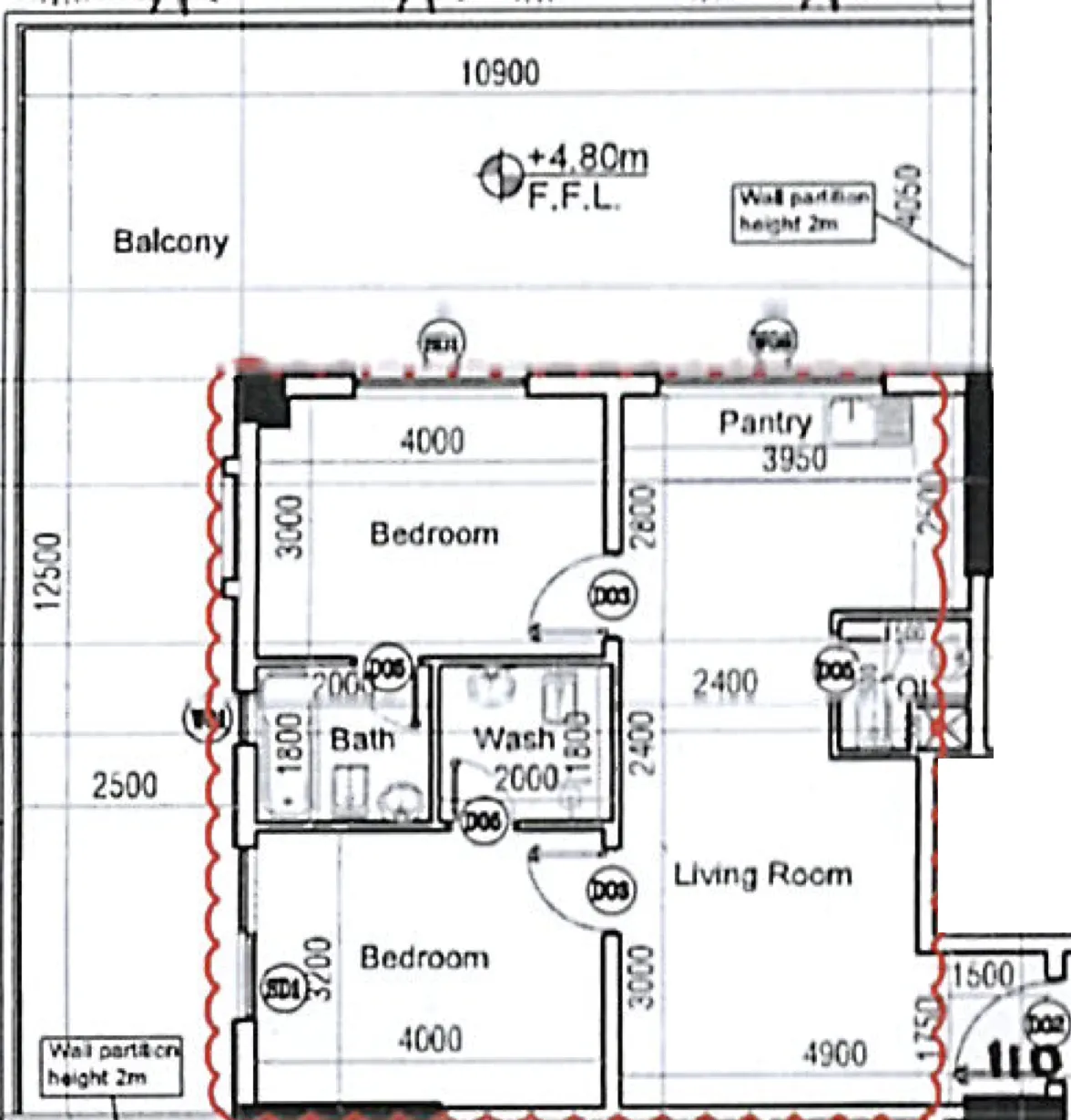2 bedrooms floor plan