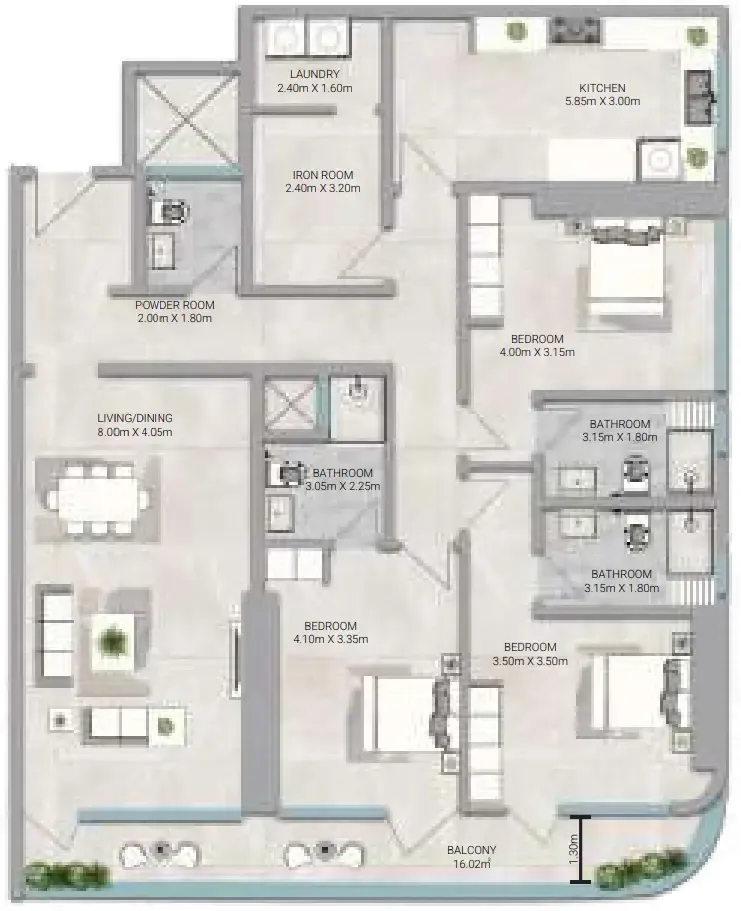 3 bedrooms floor plan