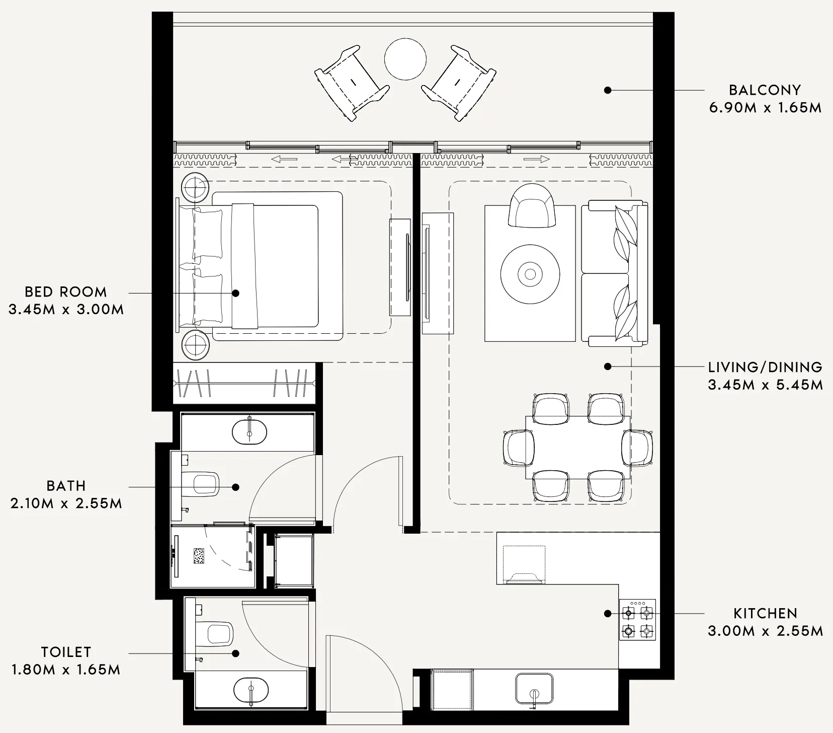 1 bedroom floor plan