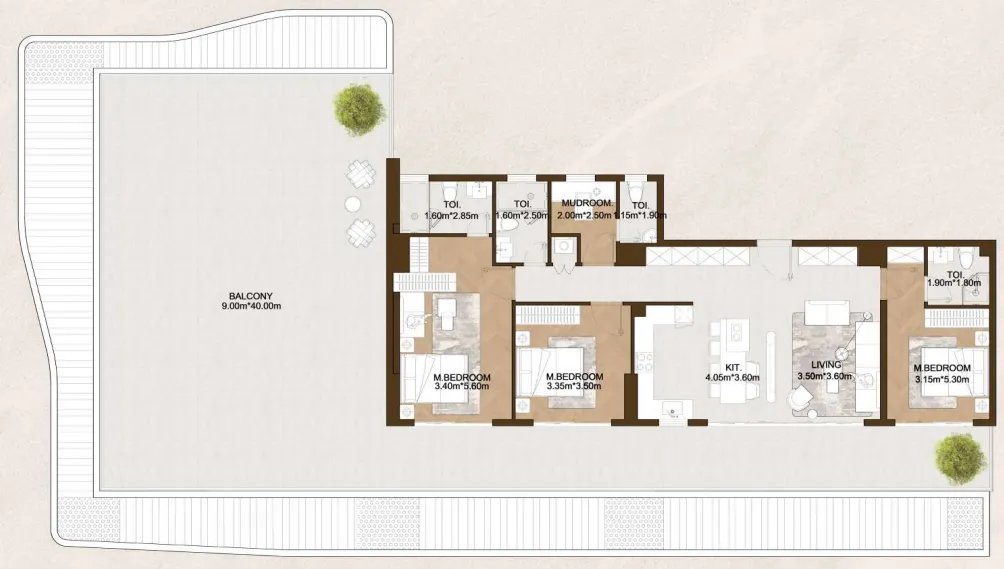 3 bedrooms floor plan