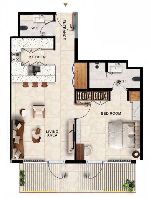 1 bedroom floor plan