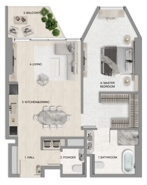 1 bedroom floor plan