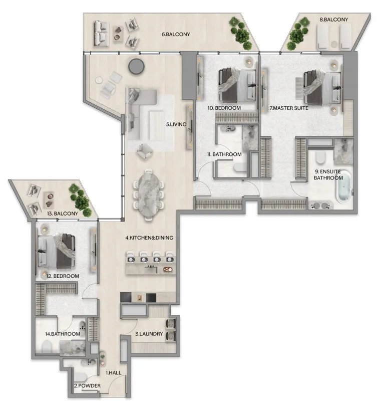 3 bedrooms floor plan