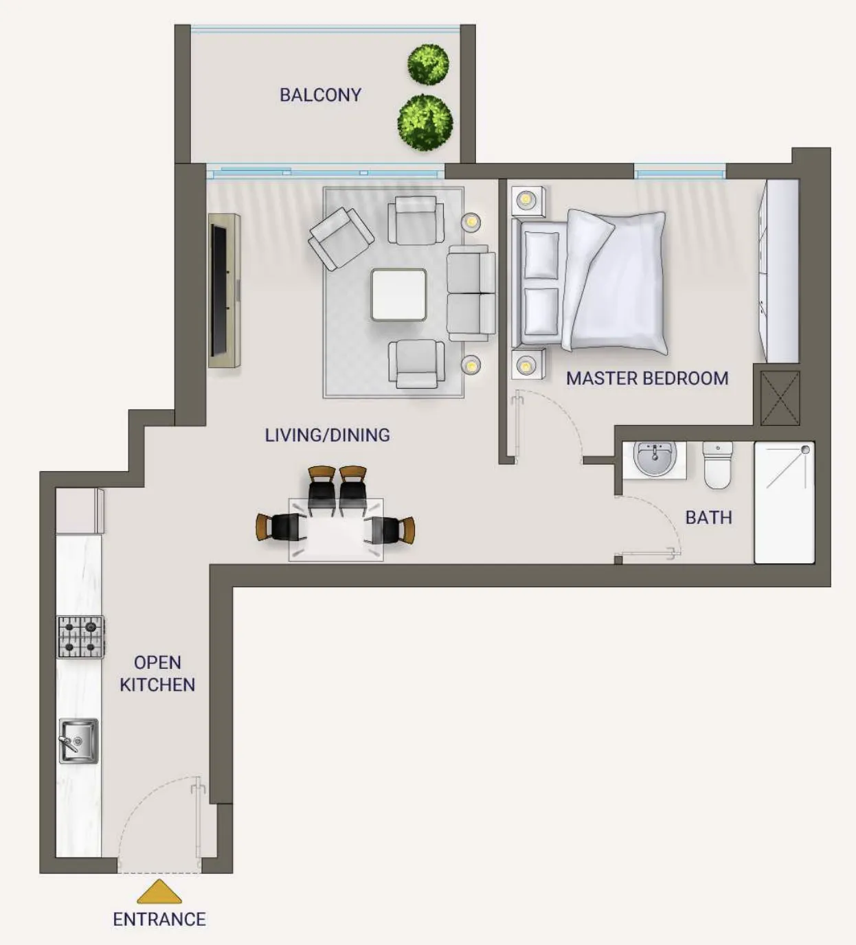 1 bedroom floor plan