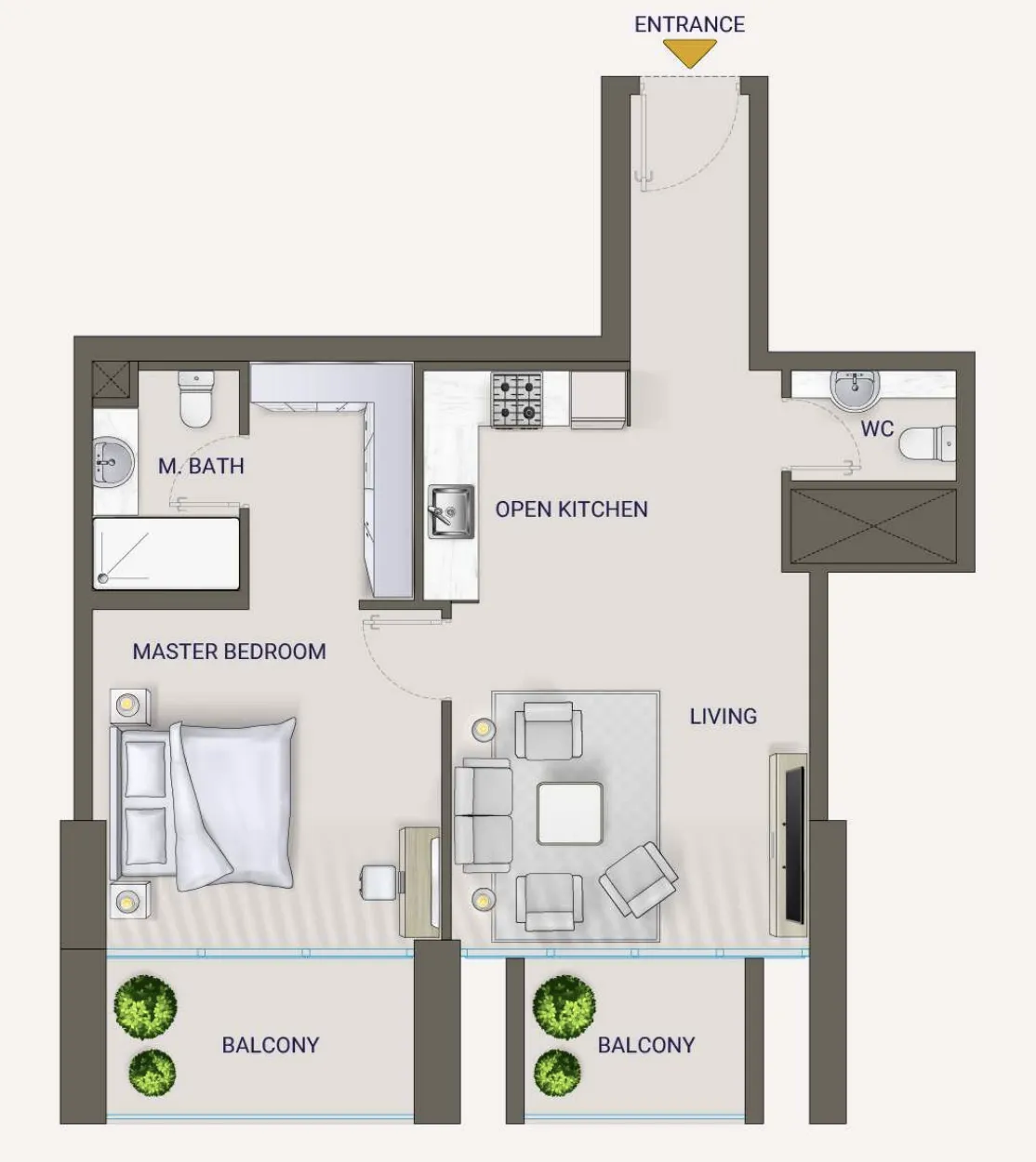 1 bed