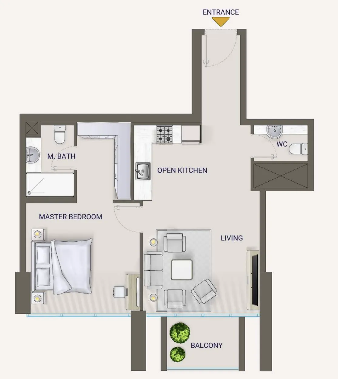 1 bed