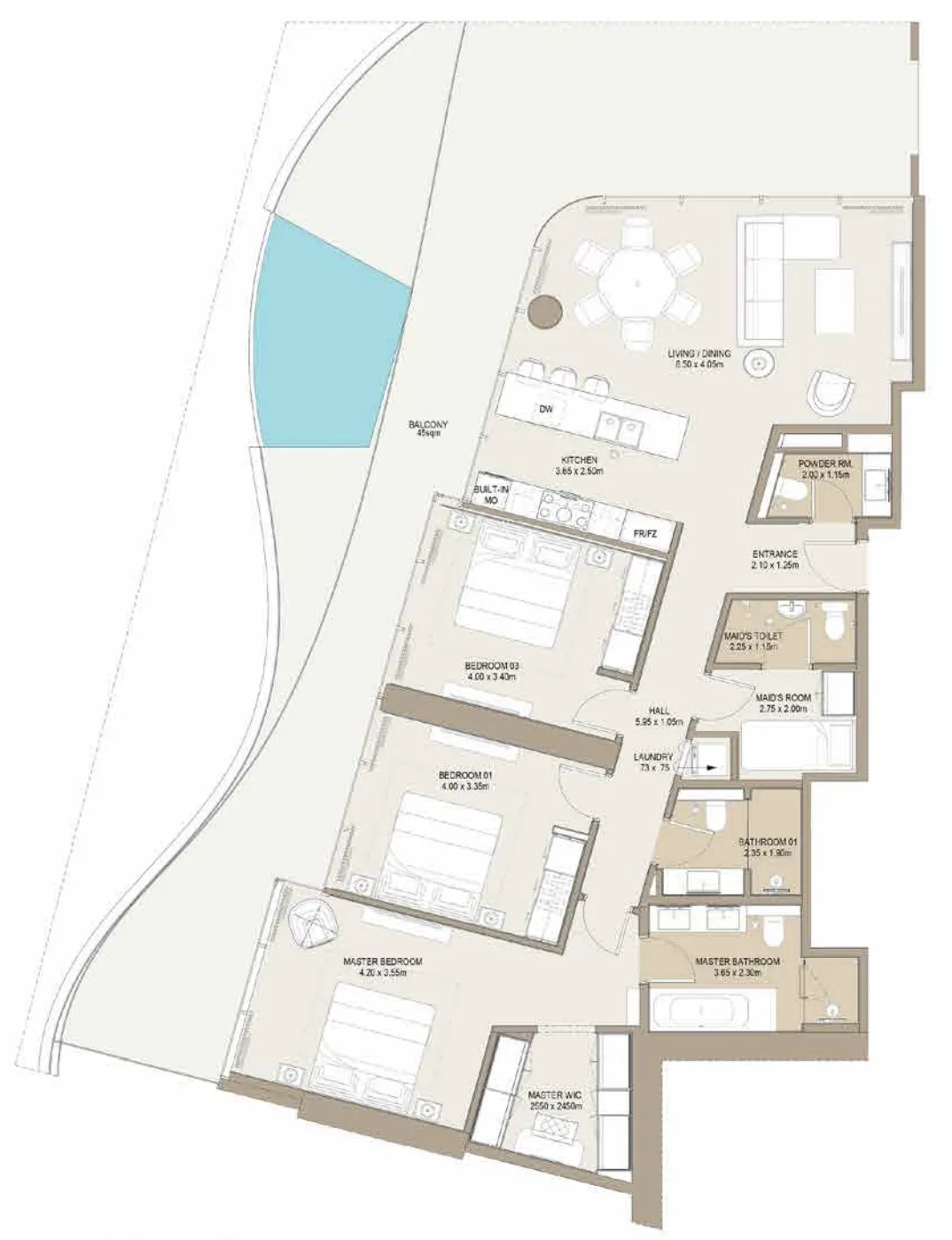 One Development Laguna Residence 3BR floor plan