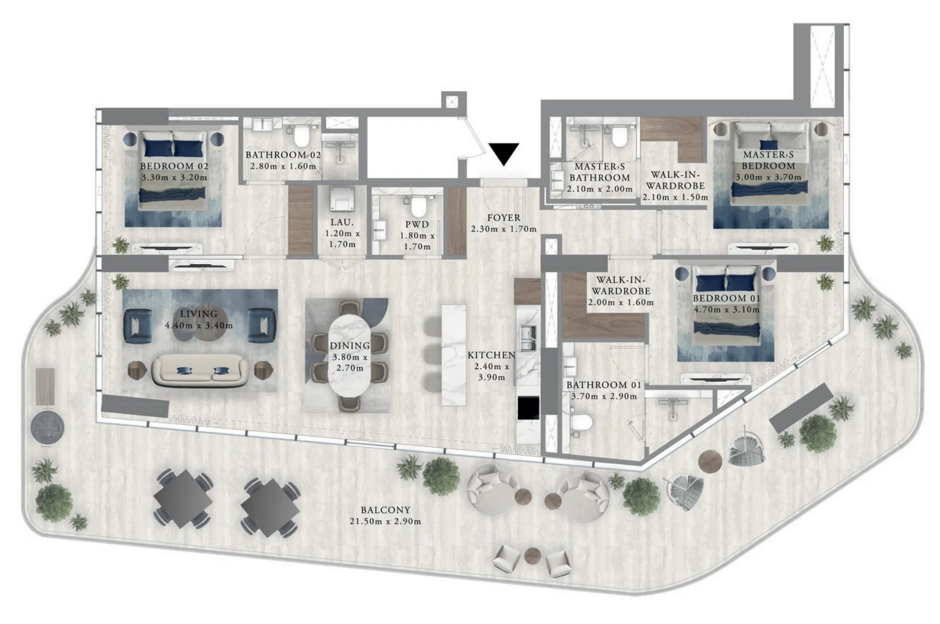 3 bedrooms floor plan