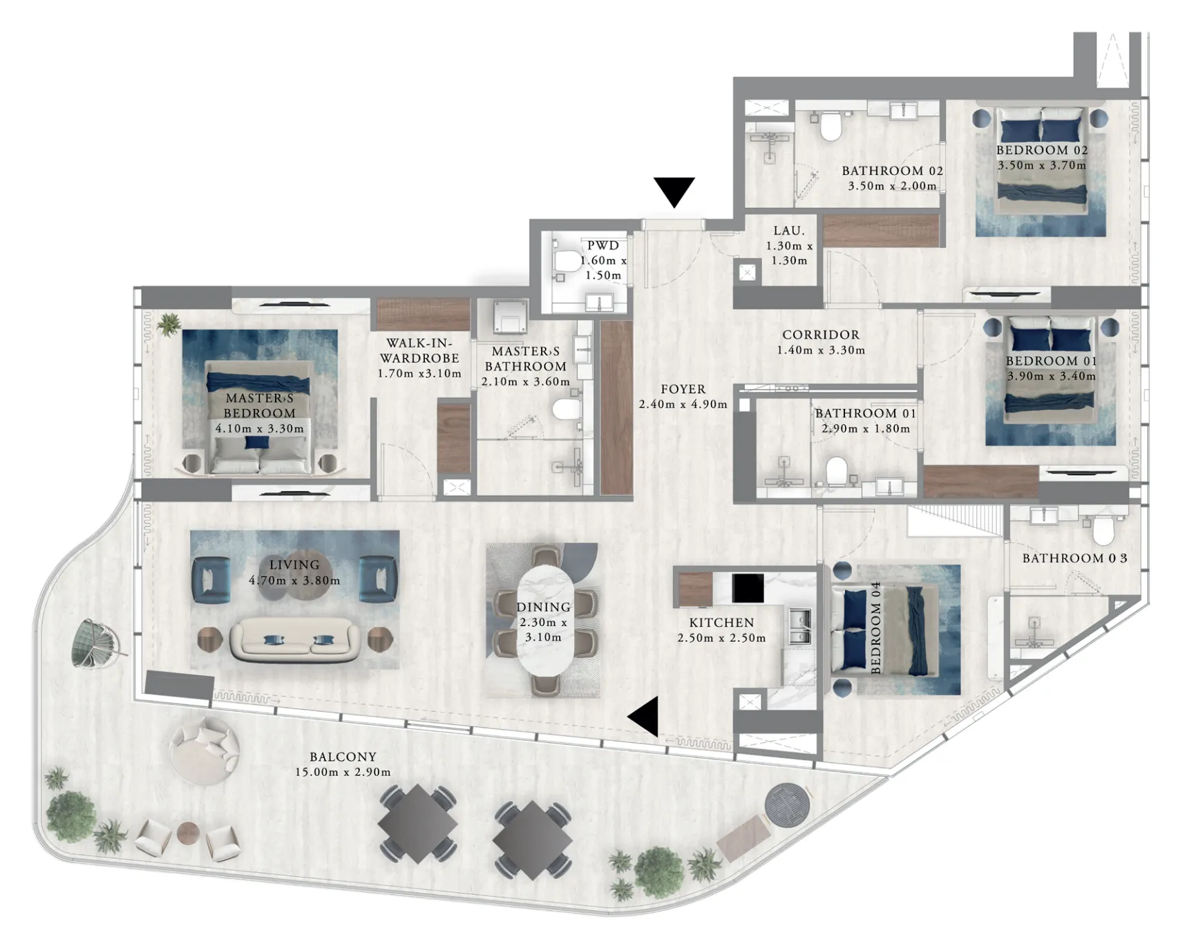 4 bedrooms floor plan