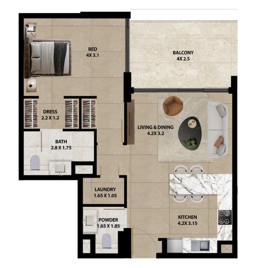 1 bed