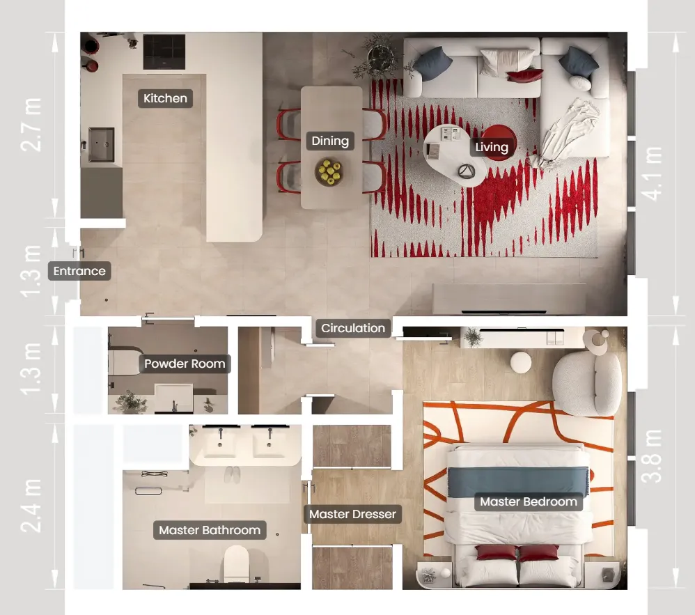 1 bedroom floor plan