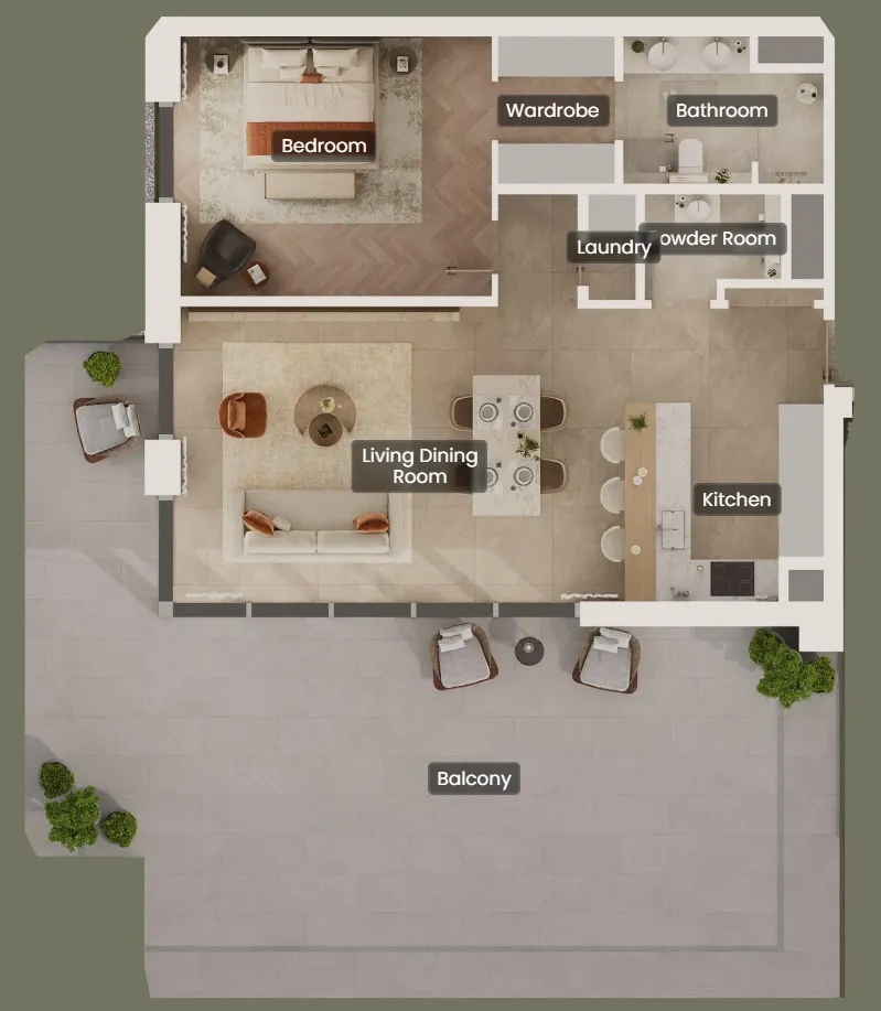1 bedroom floor plan