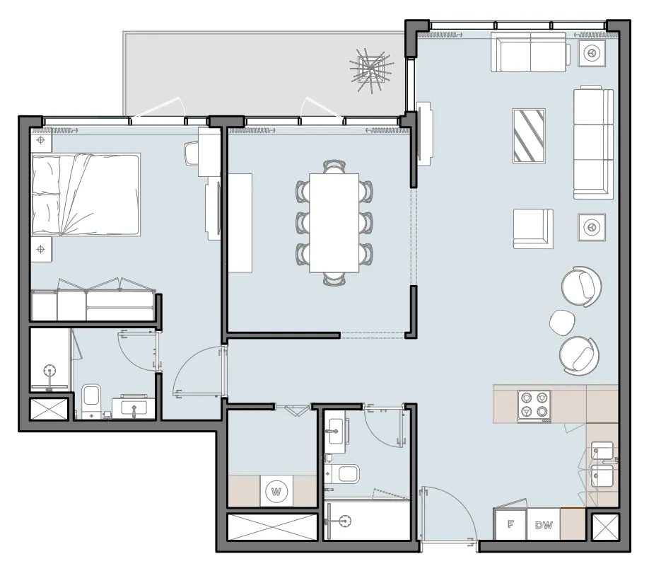 1 bedroom floor plan