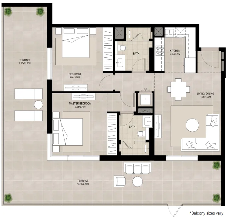 2 bed