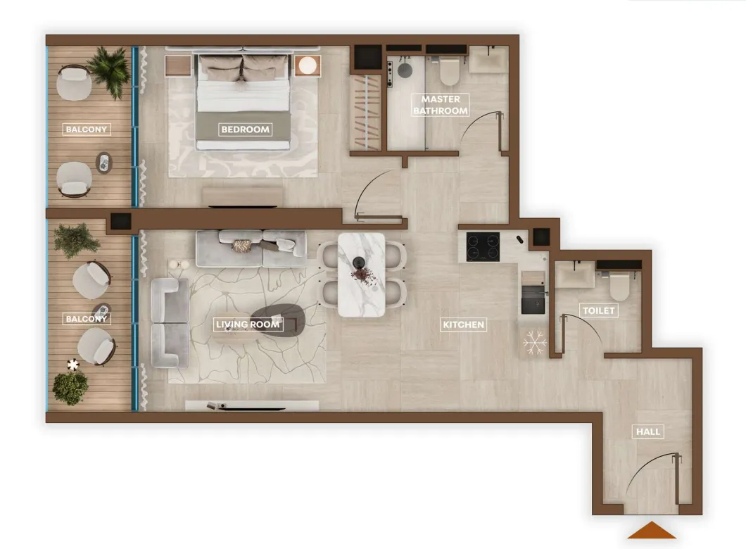 1 bedroom floor plan