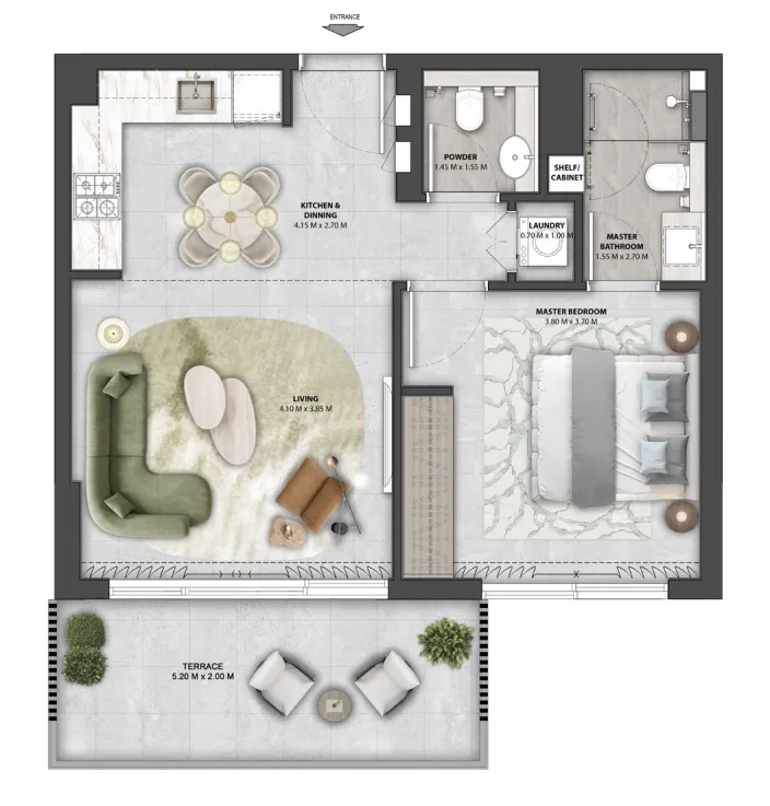1 bedroom floor plan