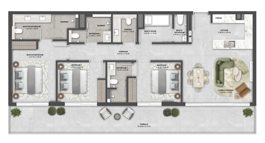 3 bedrooms floor plan
