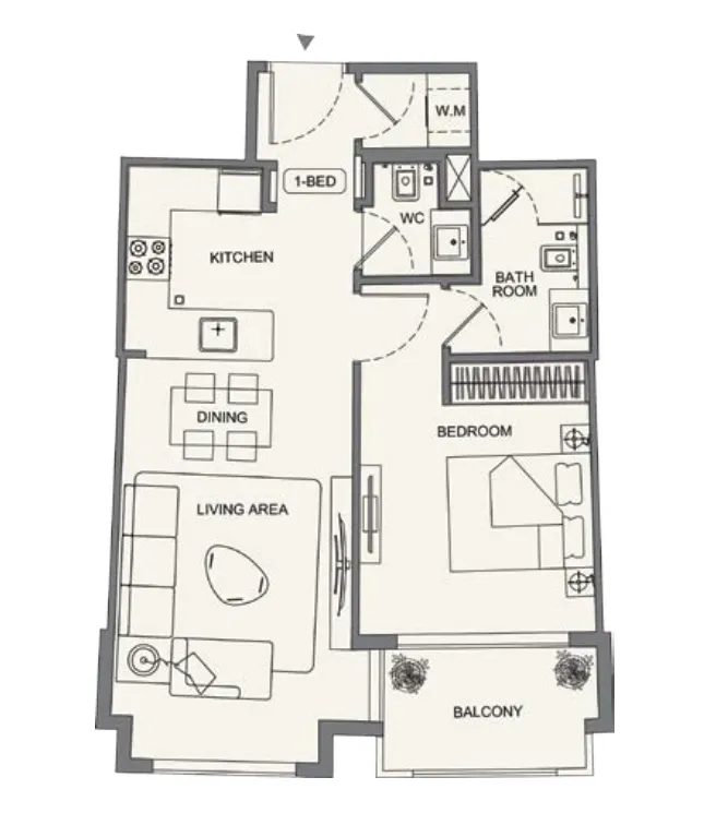 1 bedroom floor plan