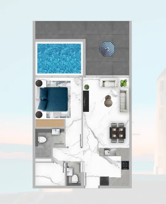 1 bedroom floor plan