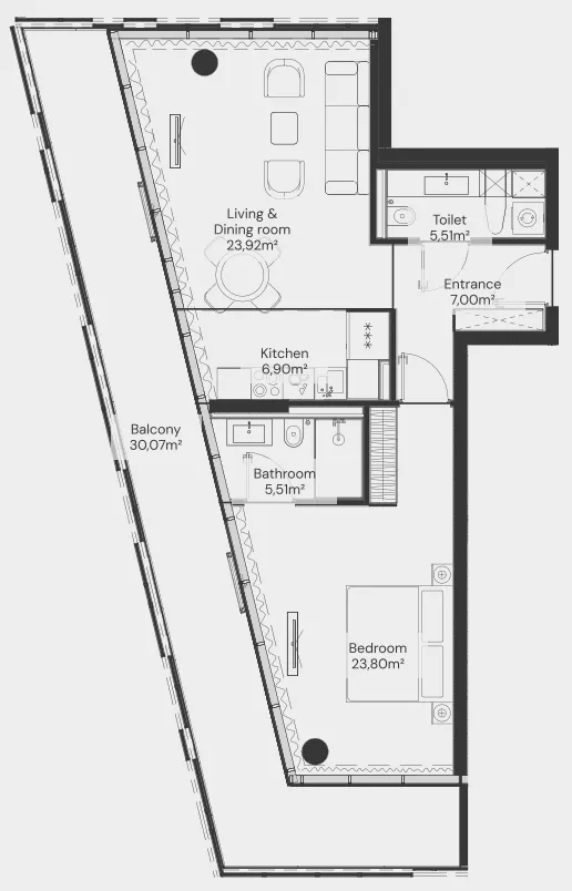 2 bedrooms floor plan