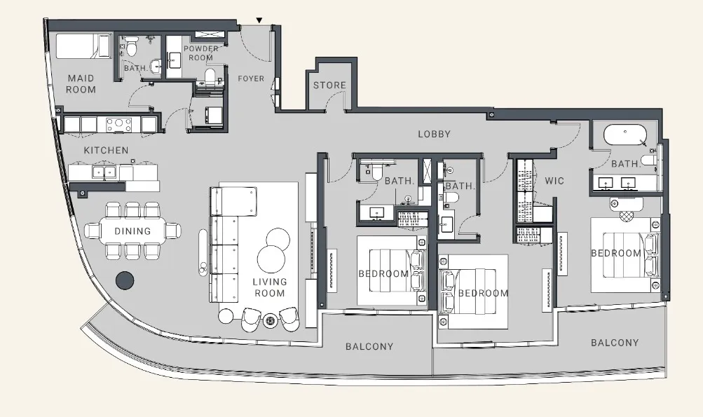 3-bedroom villa floor plan