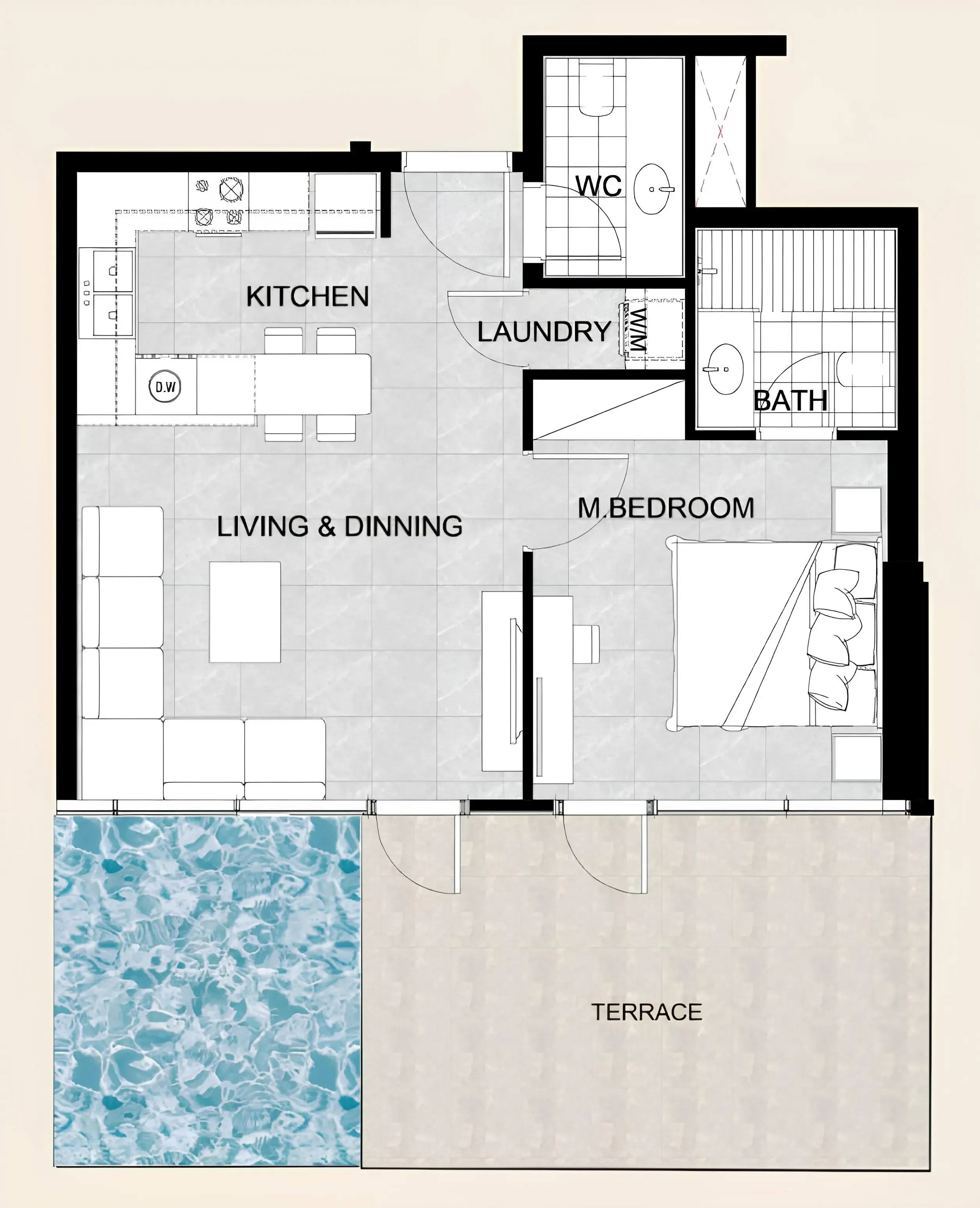 1 bedroom floor plan