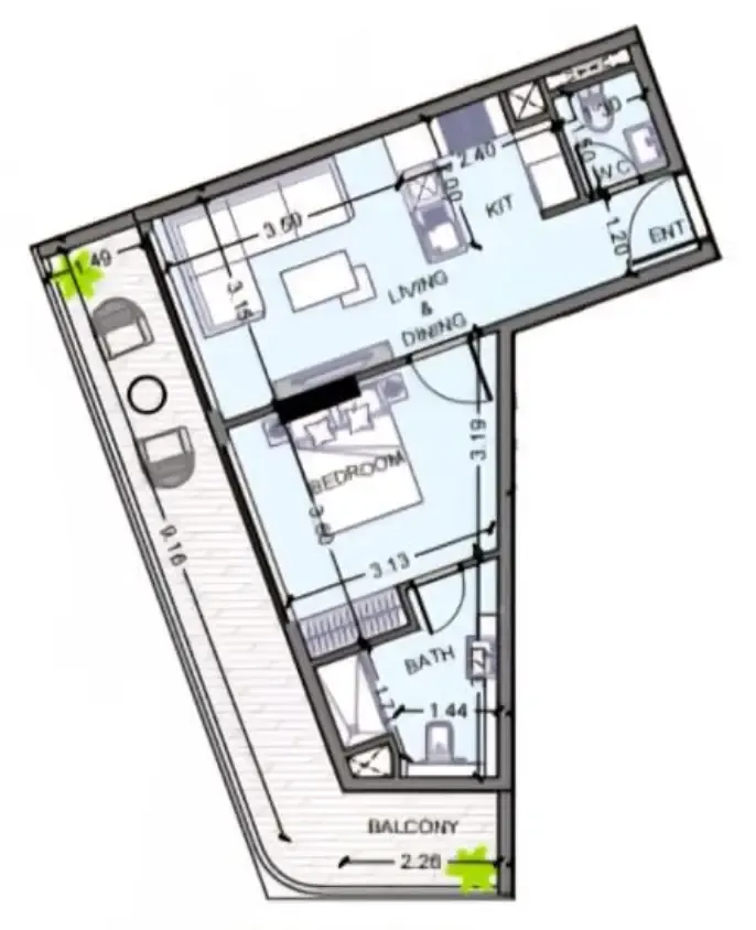 1 bed