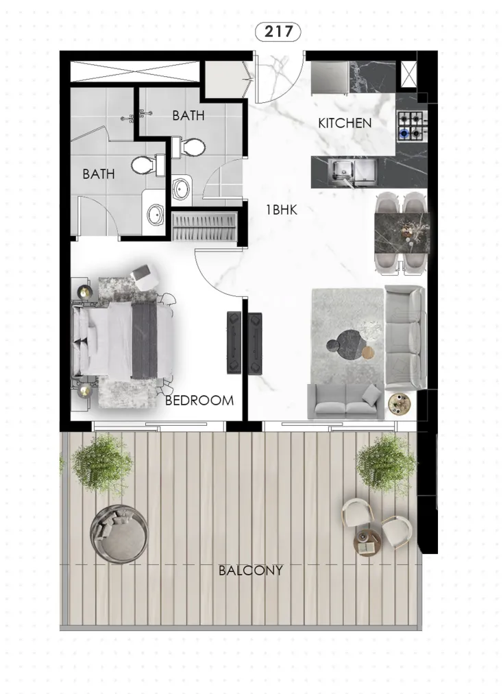 1 bedroom floor plan