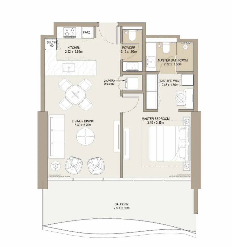 One Development Laguna Residence 1BR floor plan