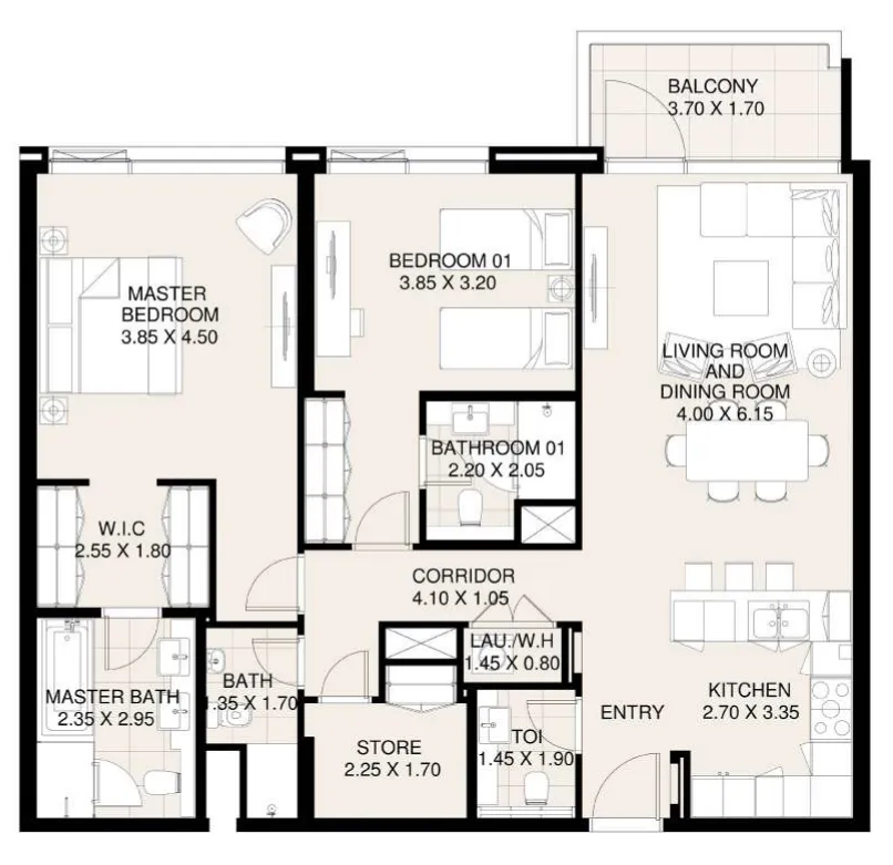 2 bed