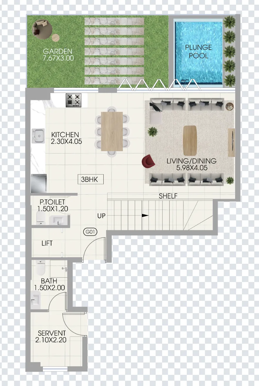 3 bedrooms floor plan