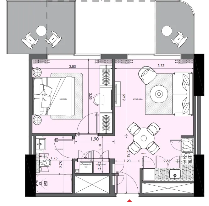 1 bedroom floor plan