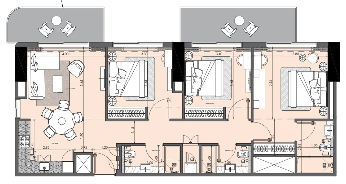 3 bedrooms floor plan