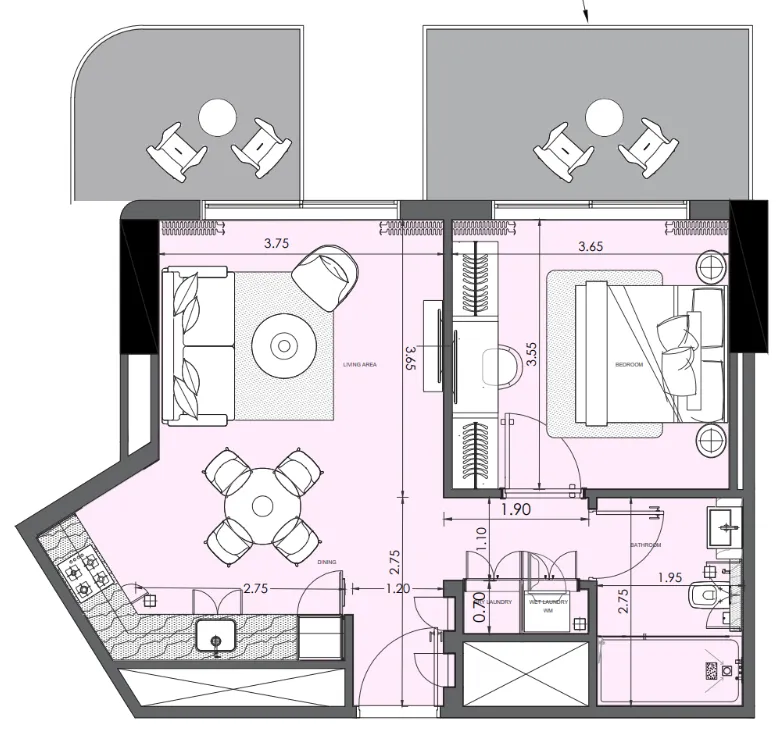 1 bed