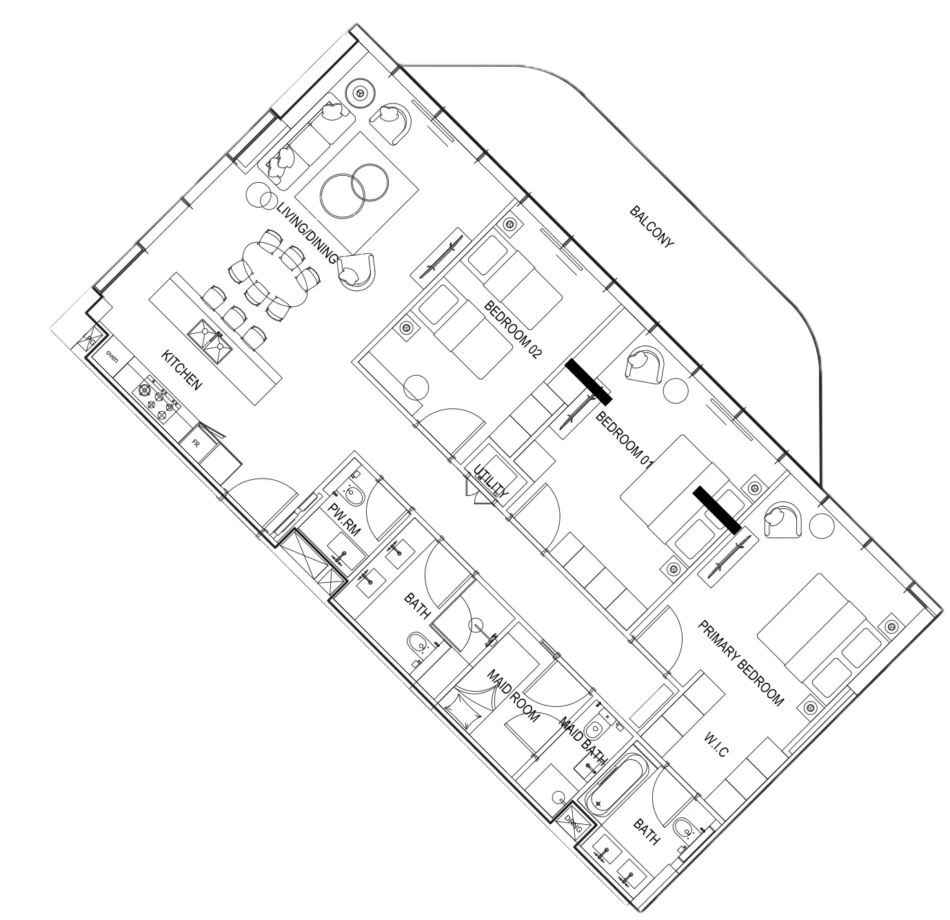 3 bedrooms floor plan