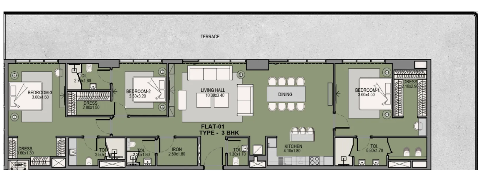 3 bedrooms floor plan