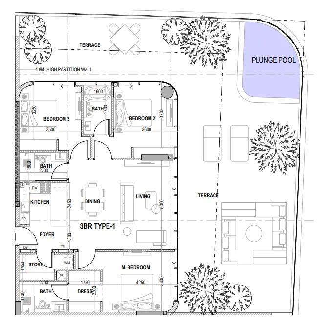 3 bedrooms floor plan