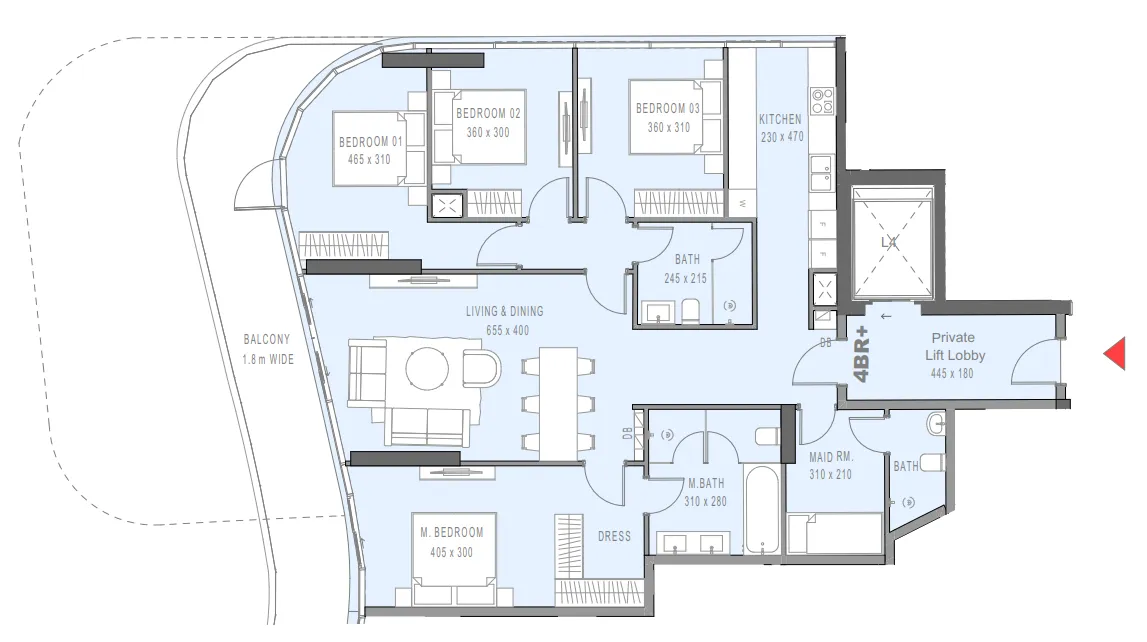 4 bedrooms floor plan