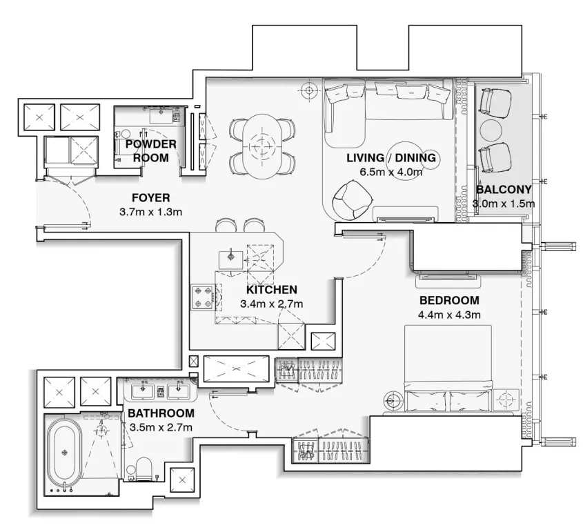 1 bed