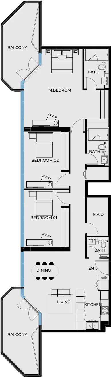 Prestige One Developments Coastal Haven 3BR floor plan