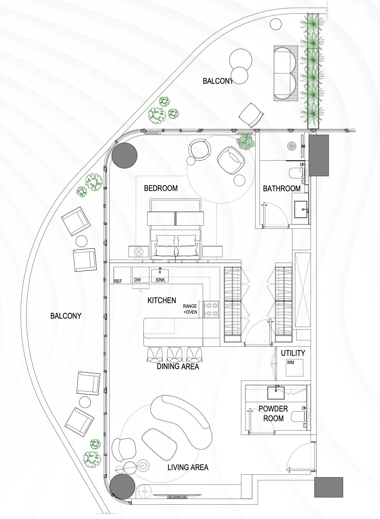 1 bedroom floor plan