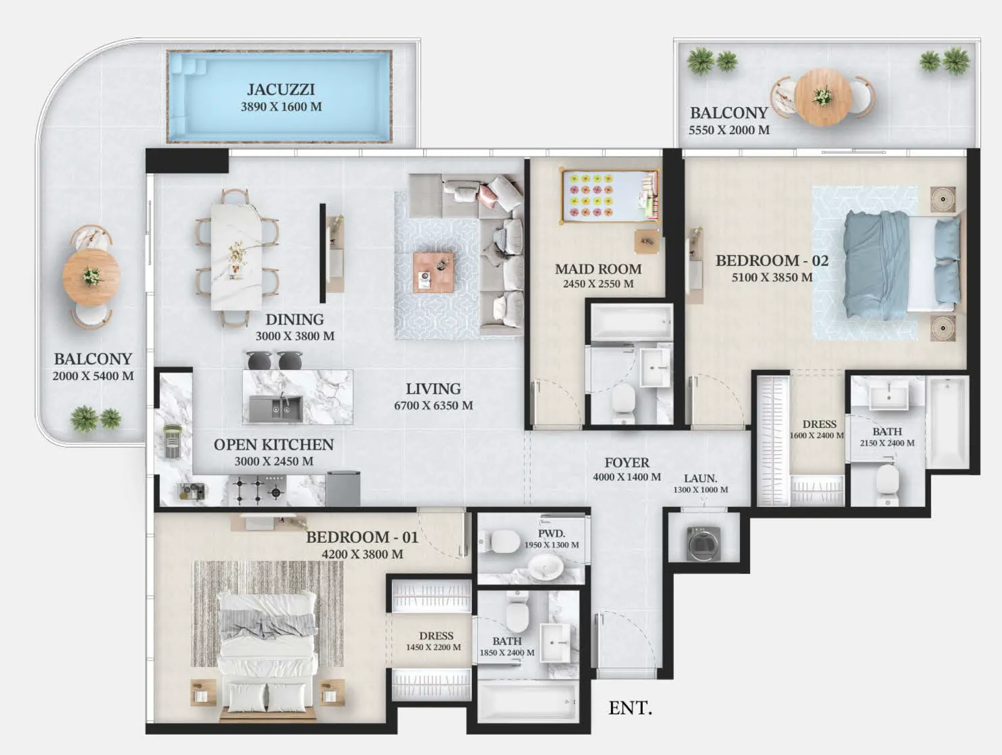 Wellington Developments Wellington Ocean 2BR floor plan