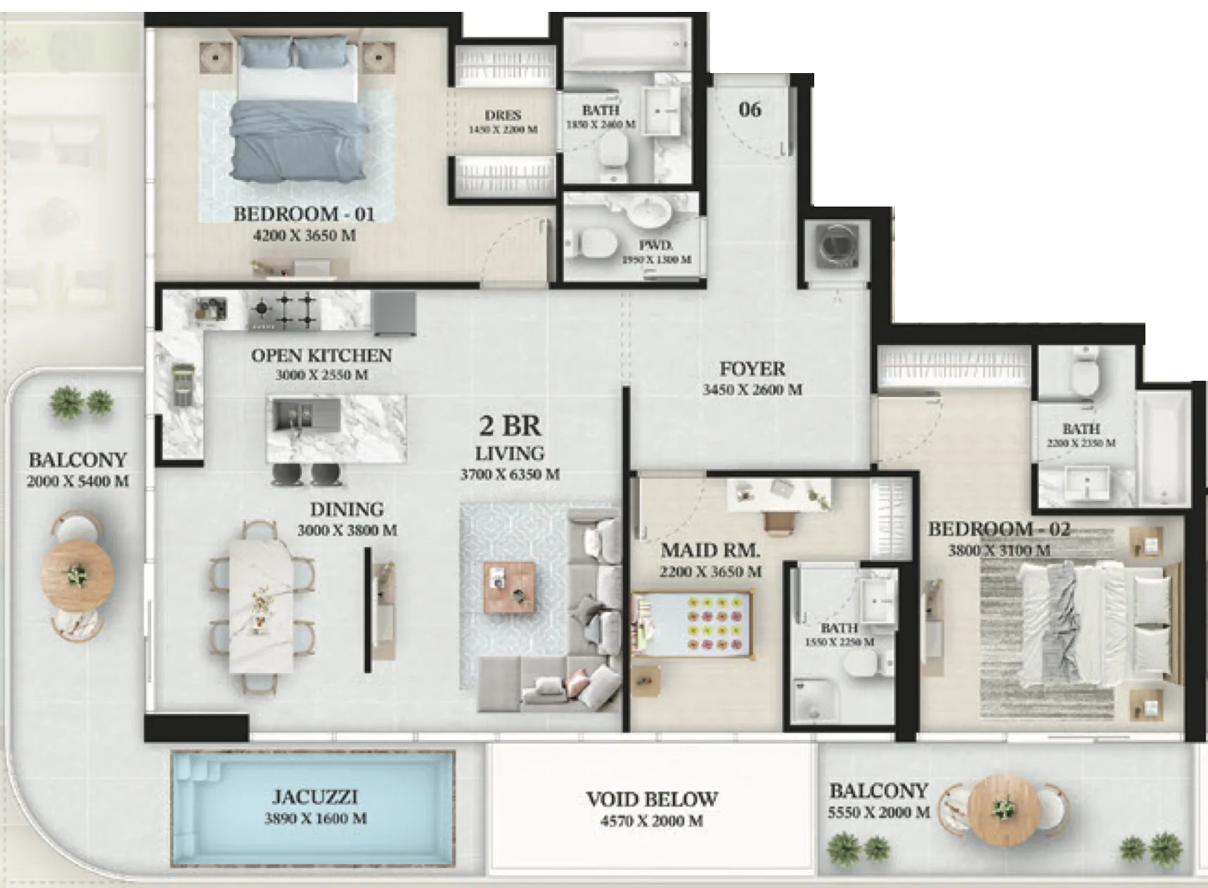 Wellington Developments Wellington Ocean 2BR floor plan
