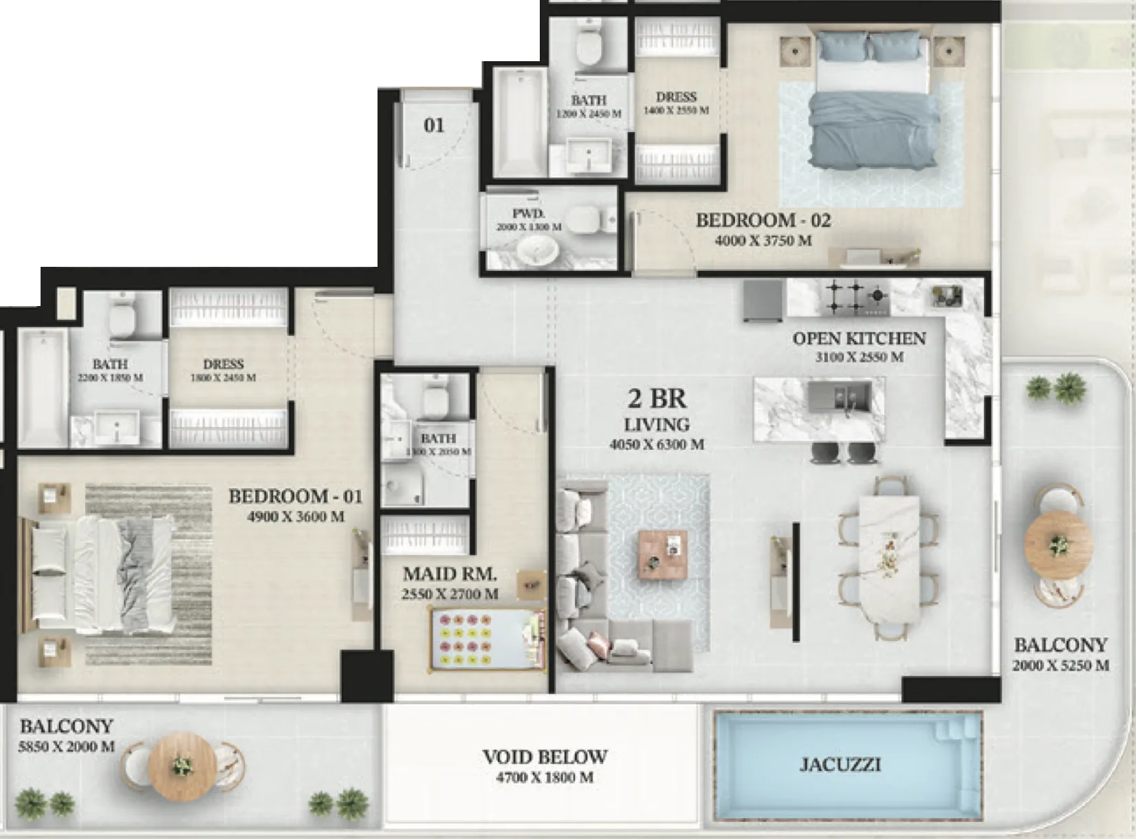 Wellington Developments Wellington Ocean 2BR floor plan