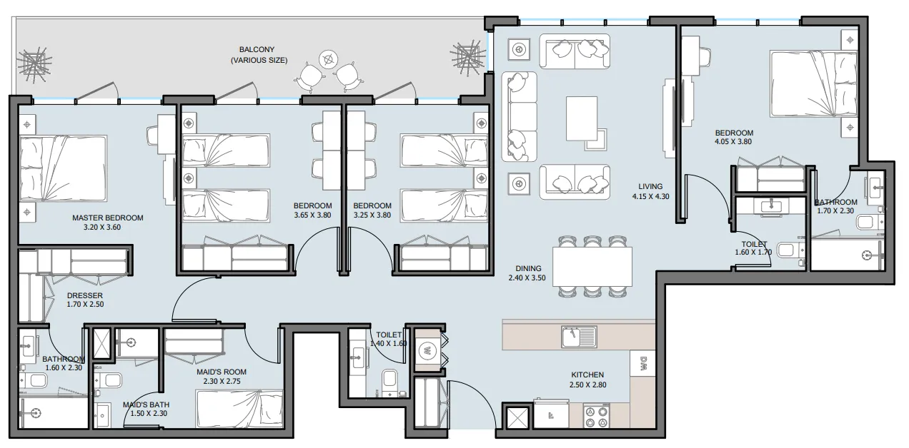 4 bedrooms floor plan