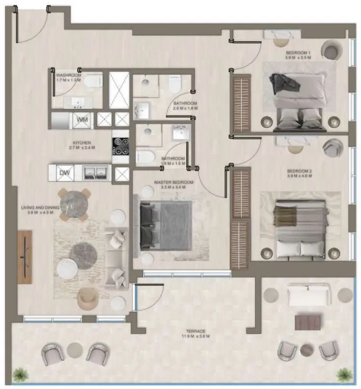 3 bedrooms floor plan