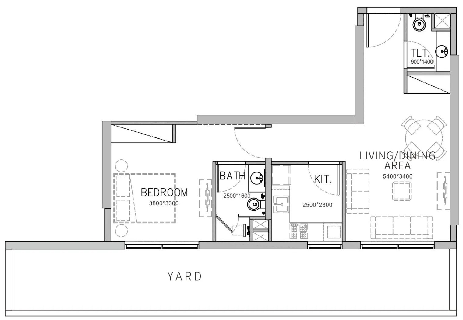 1 bedroom floor plan